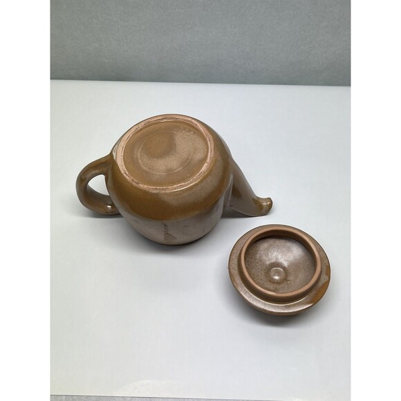 Vintage Frankoma Pottery Dinnerware Teapot Lazy Bones Brown Satin #6T w/ Lid - Picture 5 of 5